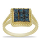 Goldplattierter Silberring mit blauem Diamant