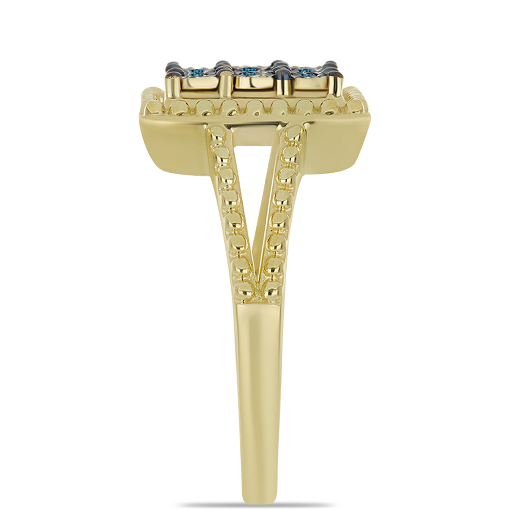 Goldplattierter Silberring mit blauem Diamant