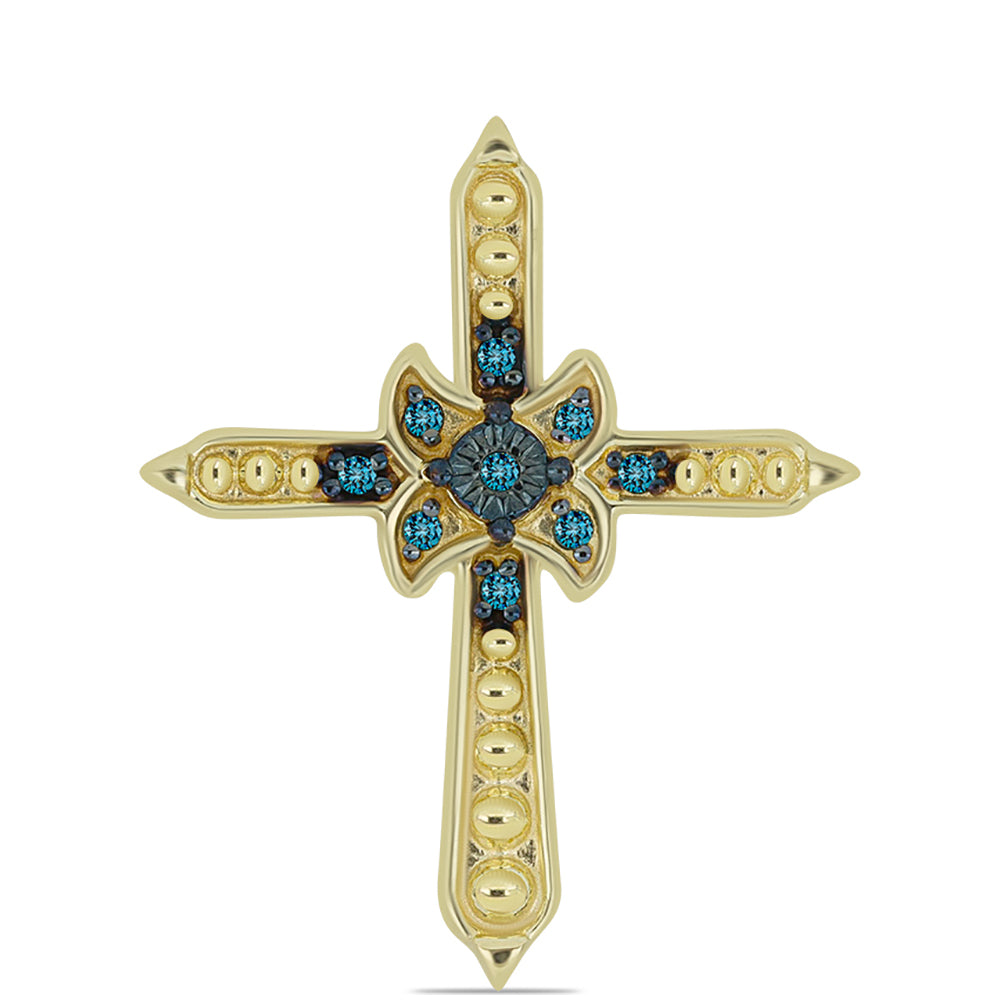 Goldplattierter Silberanhänger mit blauem Diamant 1 