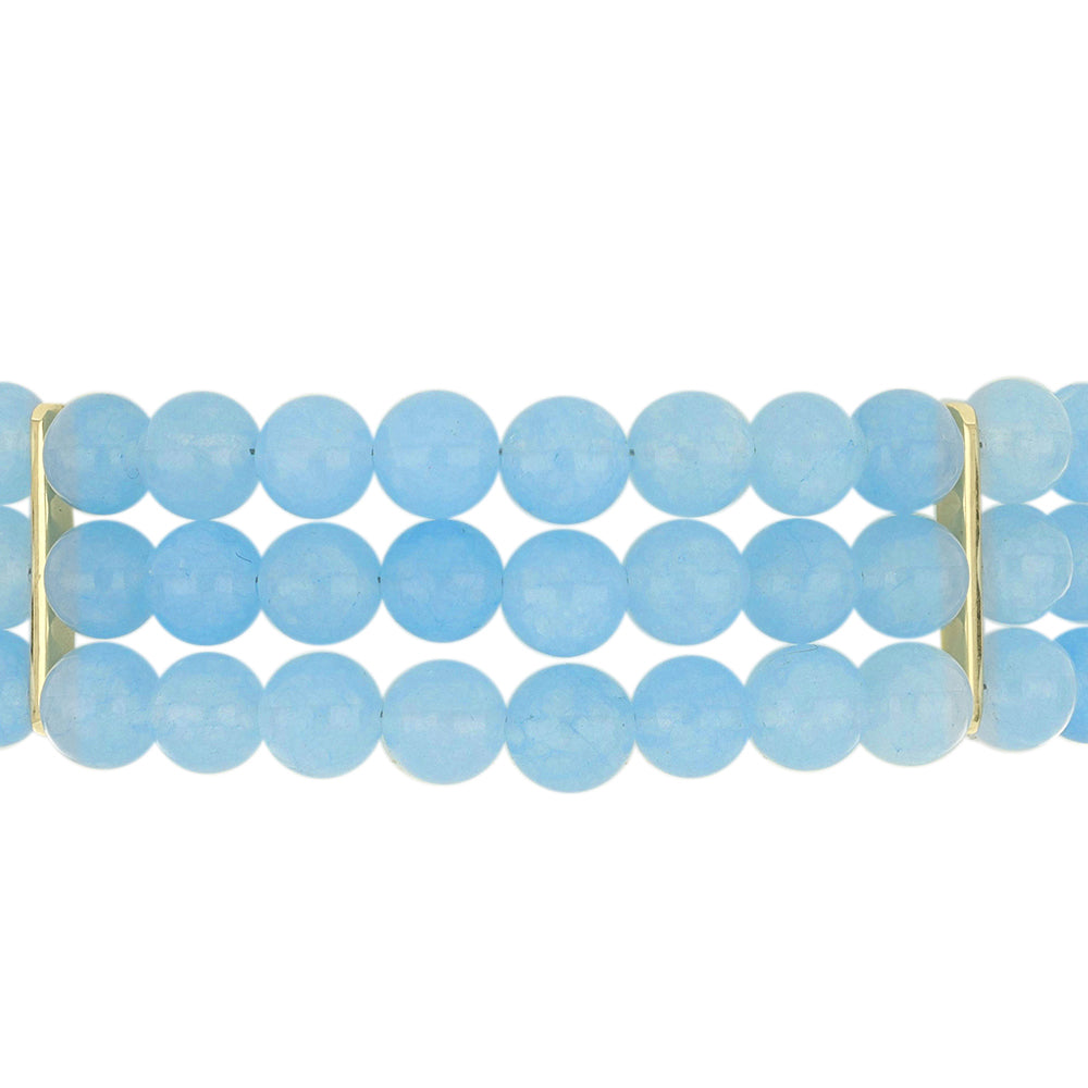 Goldplattiertes Silberarmband mit Aqua-Chalcedon