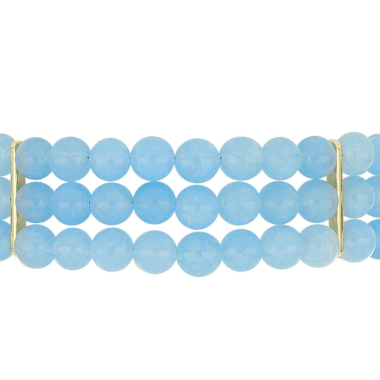 Goldplattiertes Silberarmband mit Aqua-Chalcedon