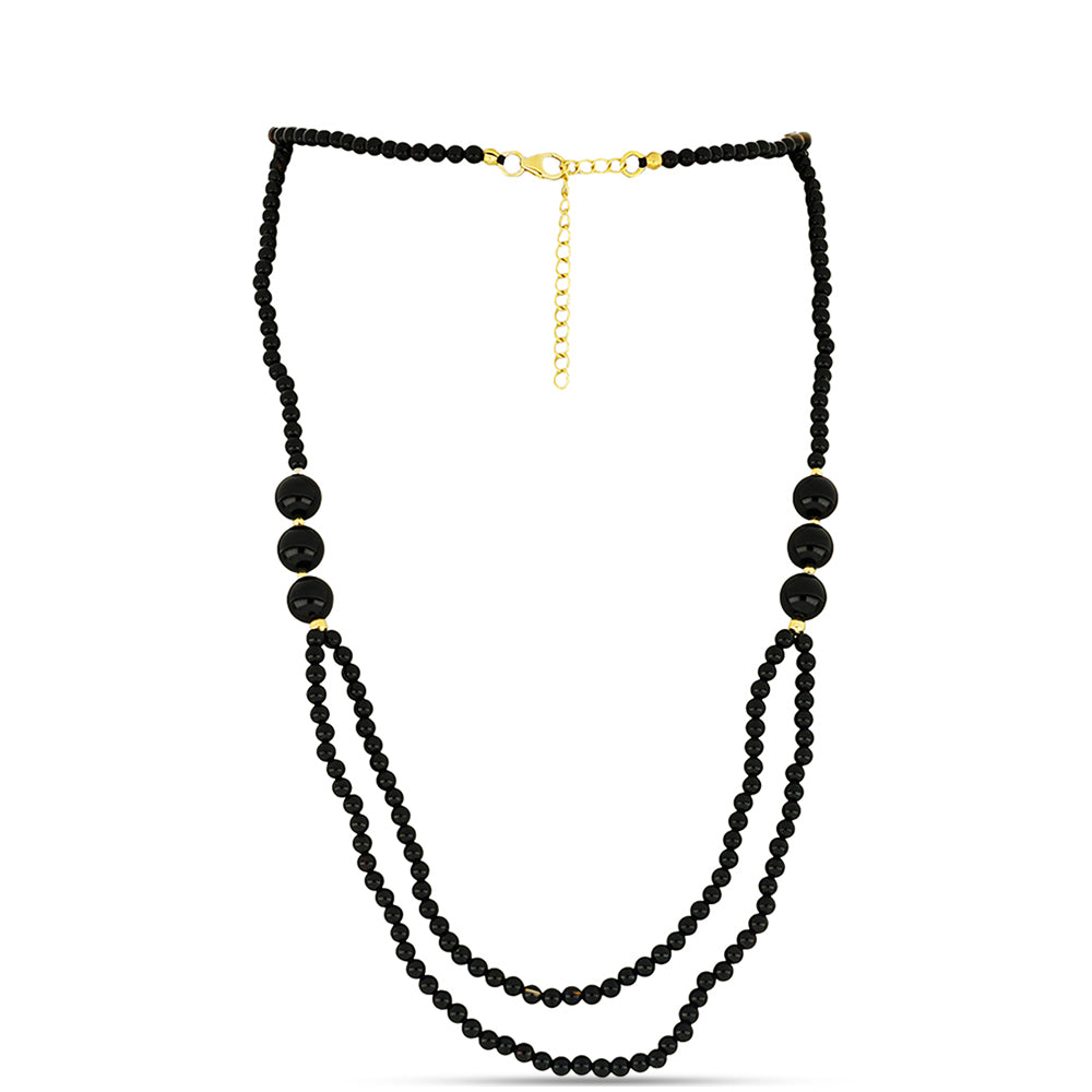 Goldplattierte Silberhalskette mit schwarzem Onyx aus Suwar 1 