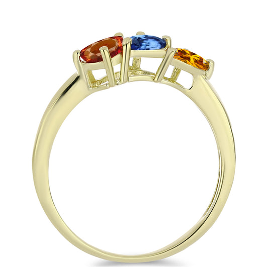 Goldplattierter Silberring mit regenbogenfarbenem Rosebery Saphir