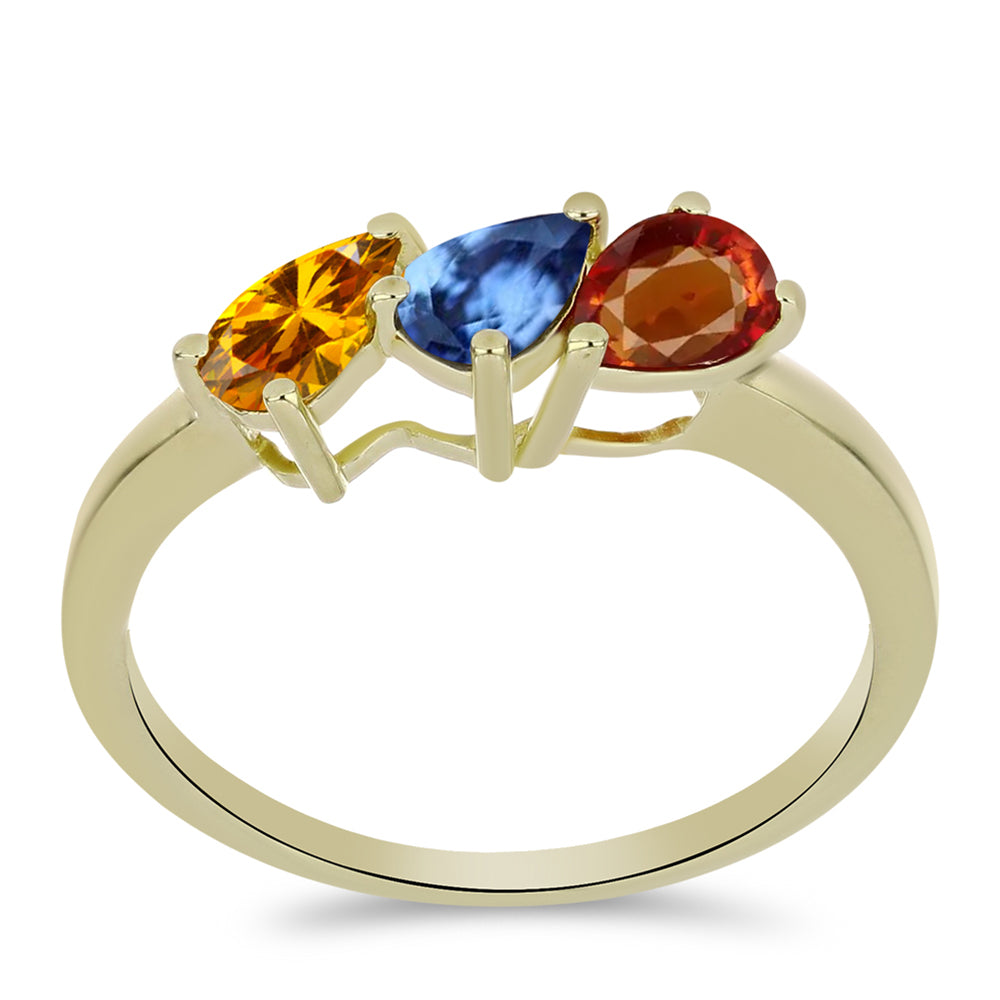 Goldplattierter Silberring mit regenbogenfarbenem Rosebery Saphir 3 