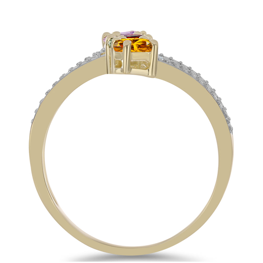 Goldplattierter Silberring mit regenbogenfarbenem Rosebery Saphir und weißem Topas 2 