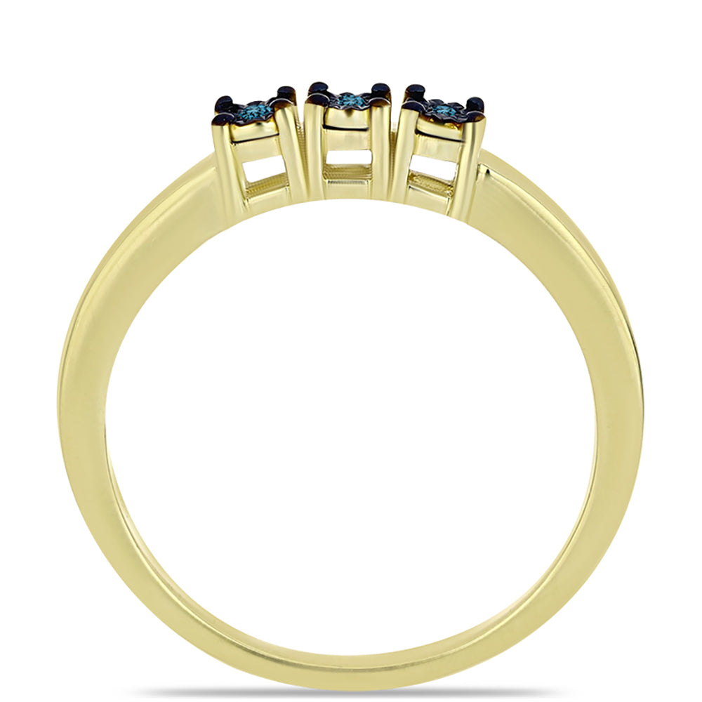 Goldplattierter Silberring mit blauem Diamant 2 