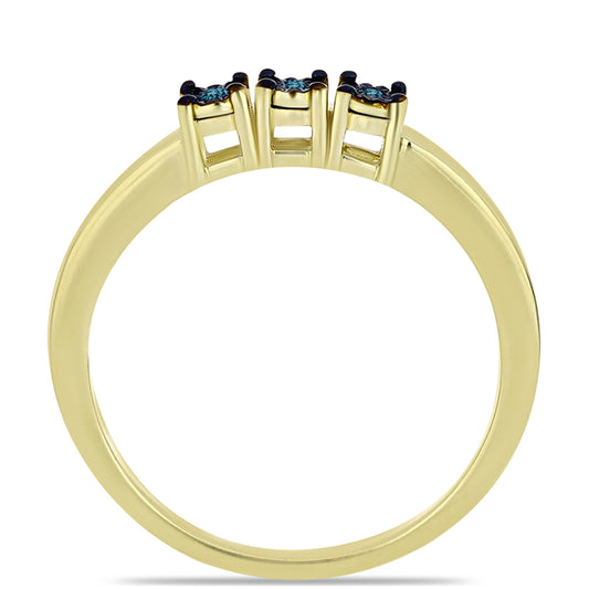 Goldplattierter Silberring mit blauem Diamant