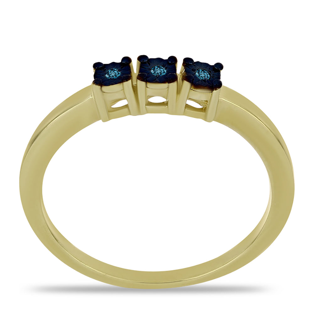 Goldplattierter Silberring mit blauem Diamant