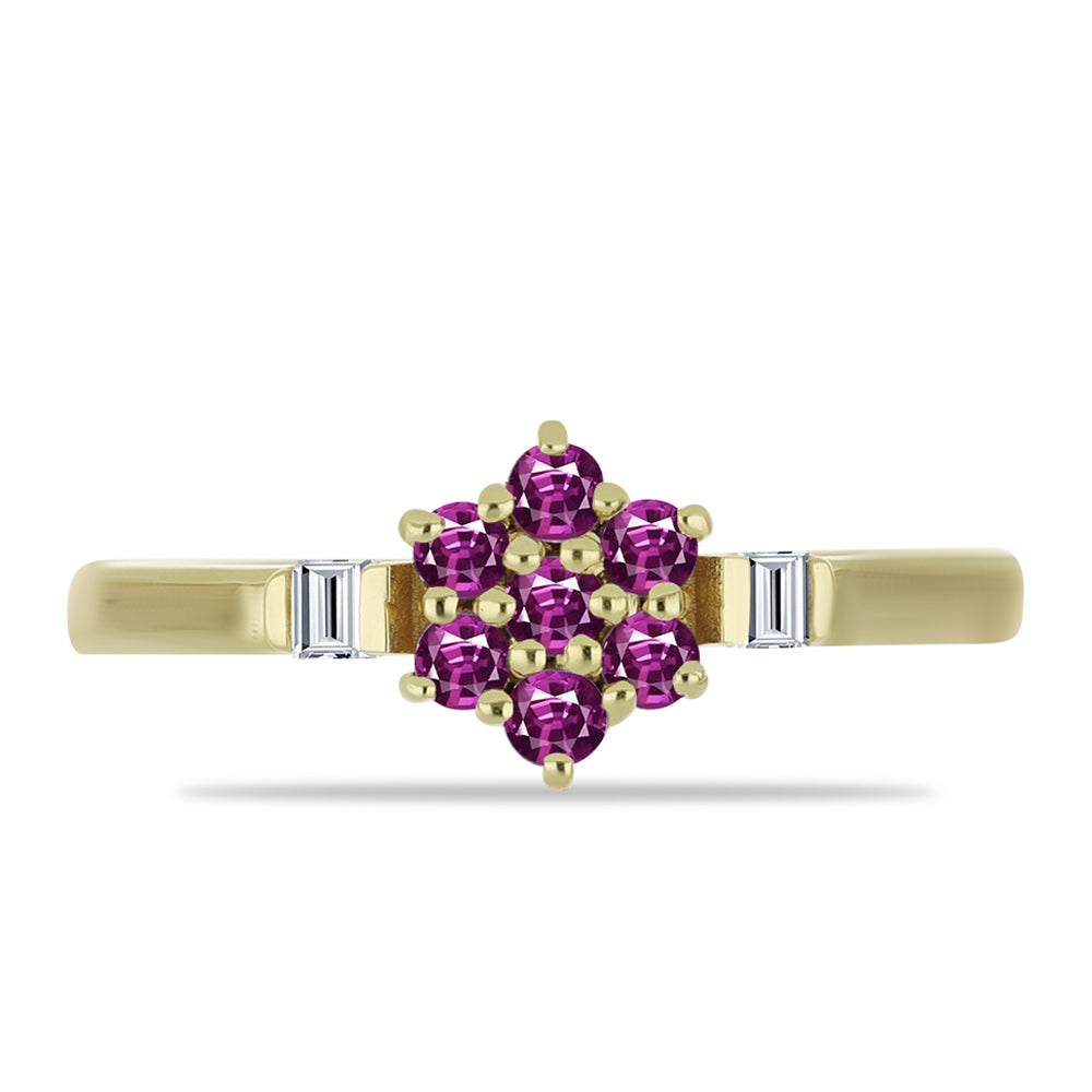 Goldplattierter Silberring mit lila Saphir und weißem Topas