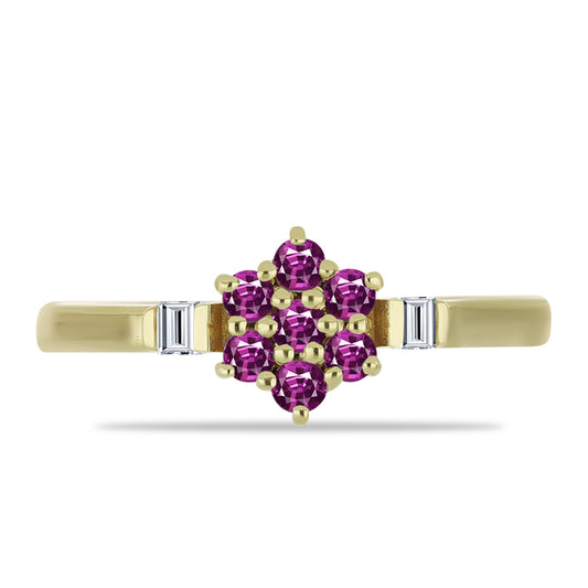 Goldplattierter Silberring mit lila Saphir und weißem Topas