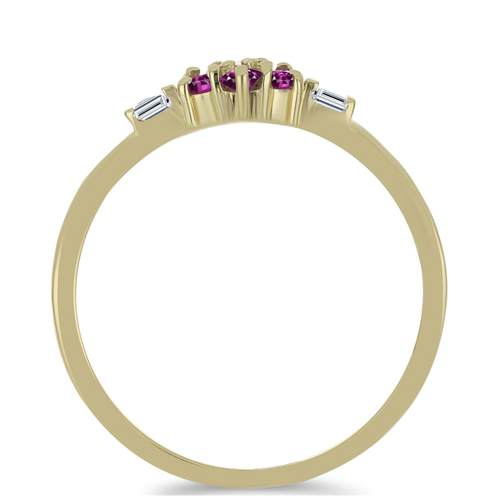 Goldplattierter Silberring mit lila Saphir und weißem Topas