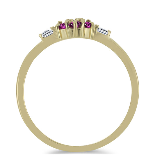 Goldplattierter Silberring mit lila Saphir und weißem Topas