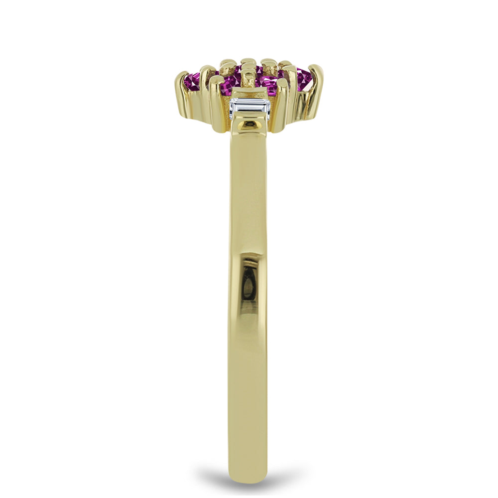 Goldplattierter Silberring mit lila Saphir und weißem Topas 4 