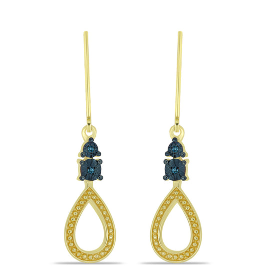 Goldplattierte Silberohrringe mit blauem Diamant