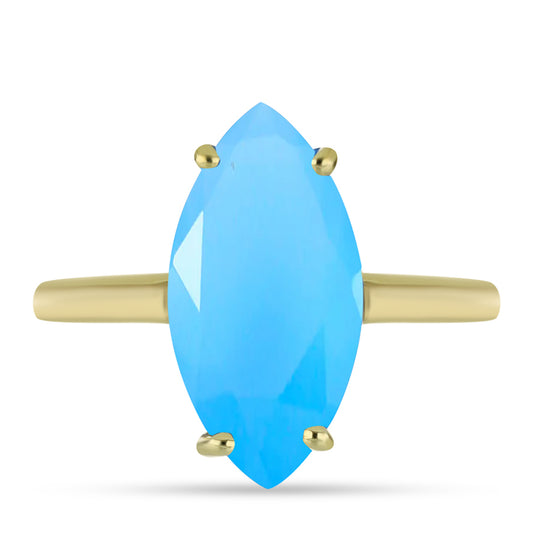 Goldplattierter Silberring mit Aqua-Chalcedon