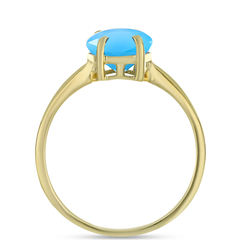 Goldplattierter Silberring mit Aqua-Chalcedon 2 