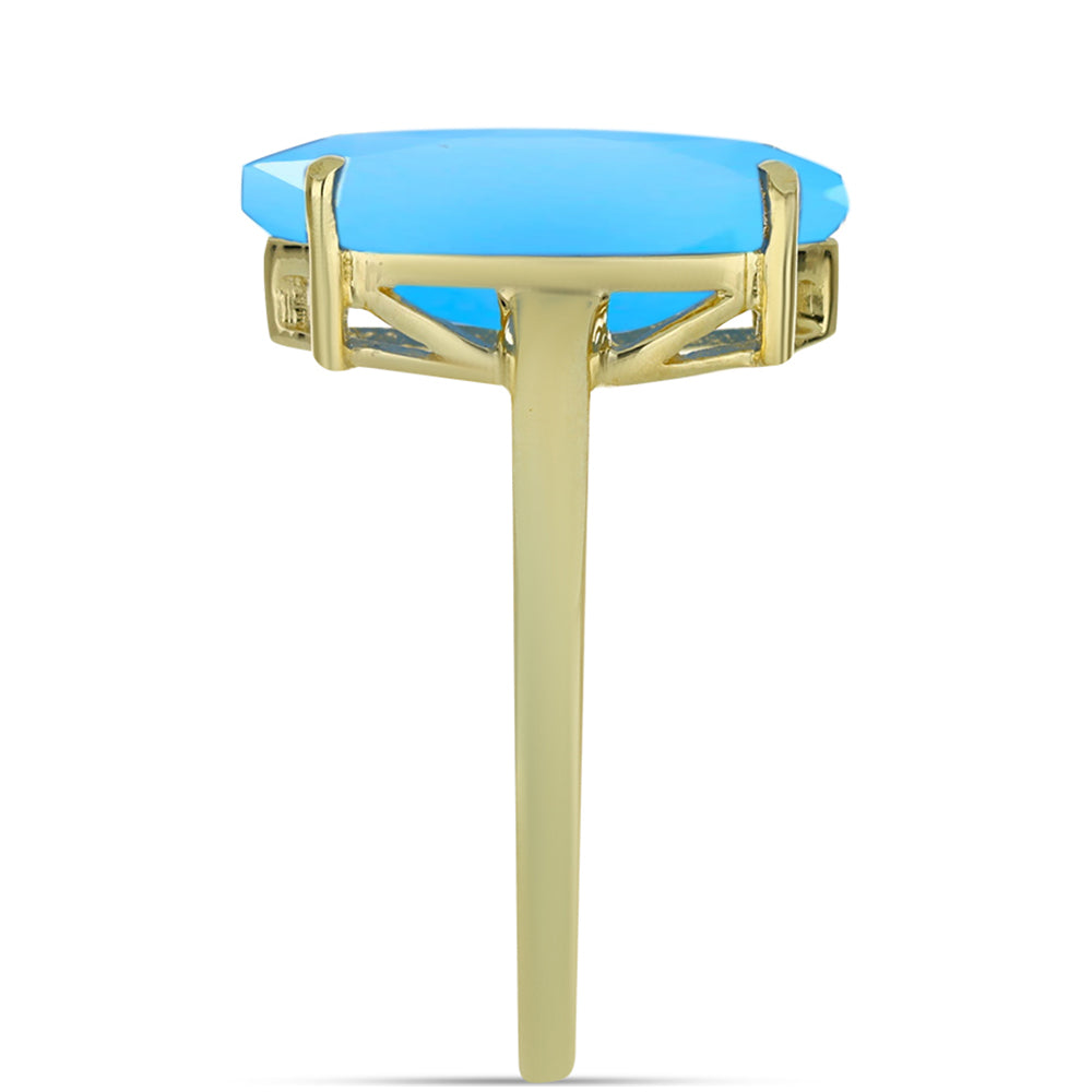 Goldplattierter Silberring mit Aqua-Chalcedon 4 