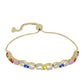 Goldplattiertes Silberarmband mit regenbogenfarbenem Rosebery Saphir und weißem Topas