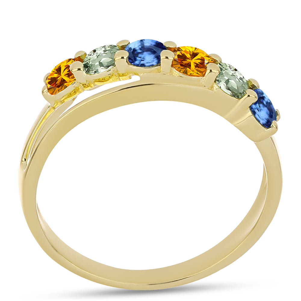 Goldplattierter Silberring mit regenbogenfarbenem Rosebery Saphir 3 