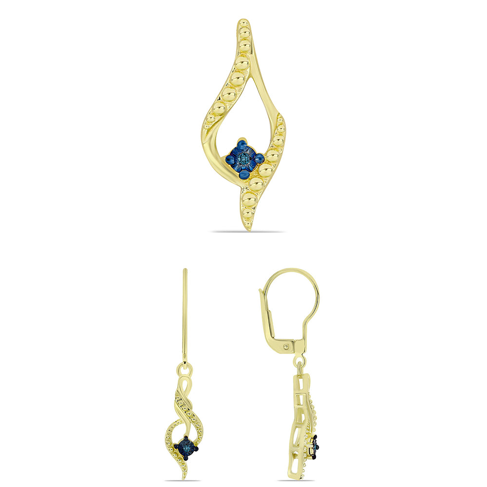 schmuckgarnitur aus Goldplattierte Silber mit blauem Diamant 1 