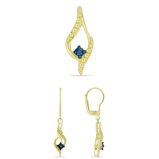 schmuckgarnitur aus Goldplattierte Silber mit blauem Diamant