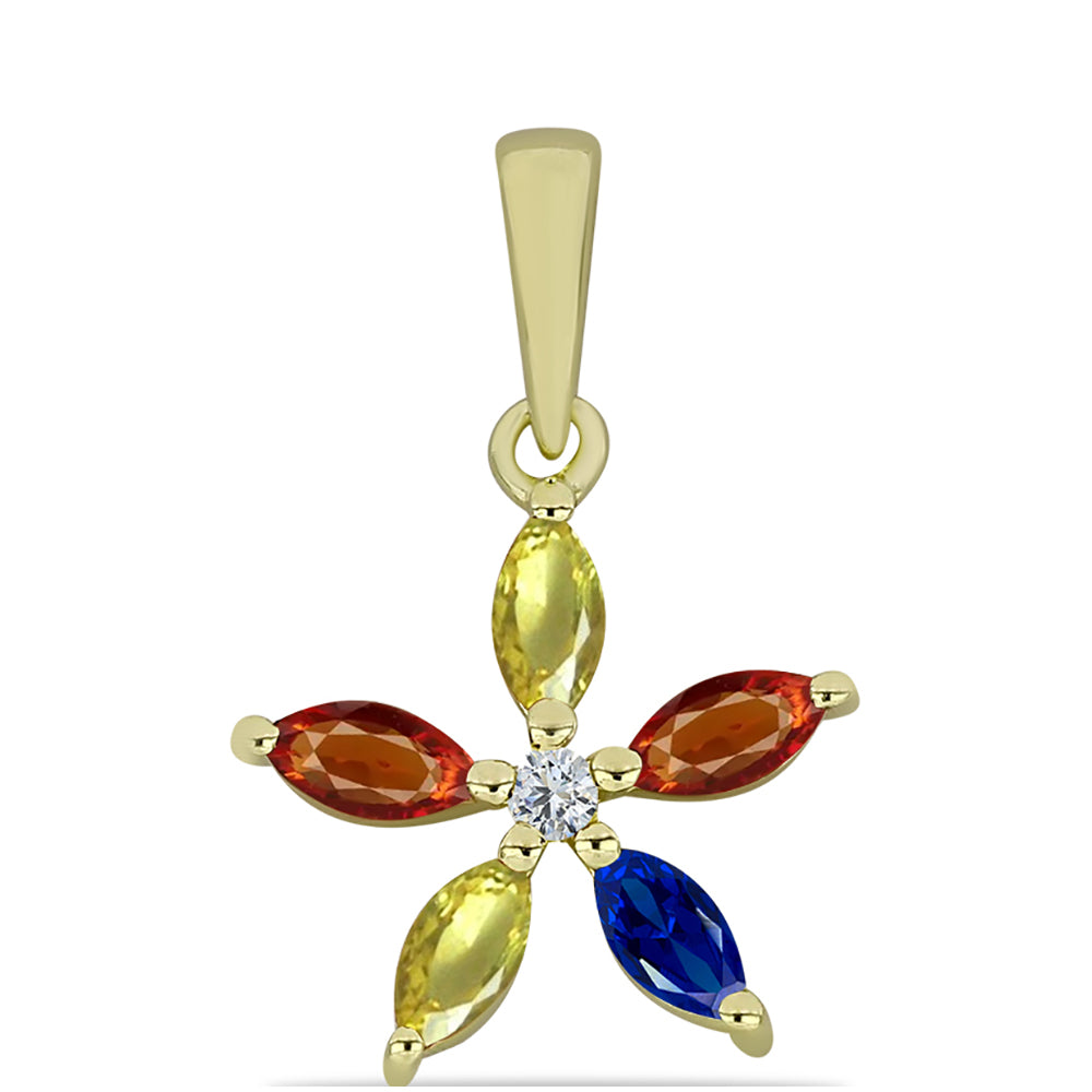 Goldplattierter Silberanhänger mit regenbogenfarbenem Rosebery Saphir und weißem Topas 1 