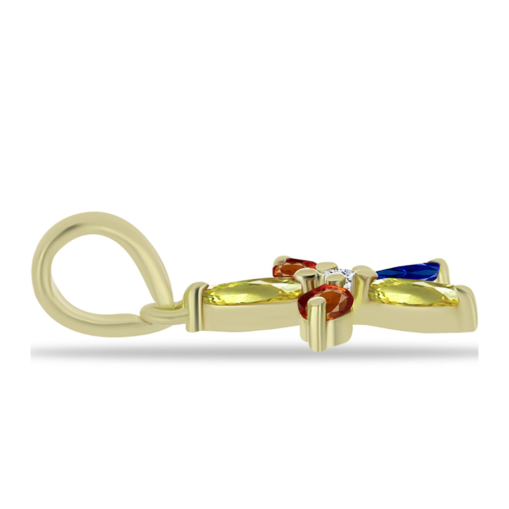 Goldplattierter Silberanhänger mit regenbogenfarbenem Rosebery Saphir und weißem Topas 2 