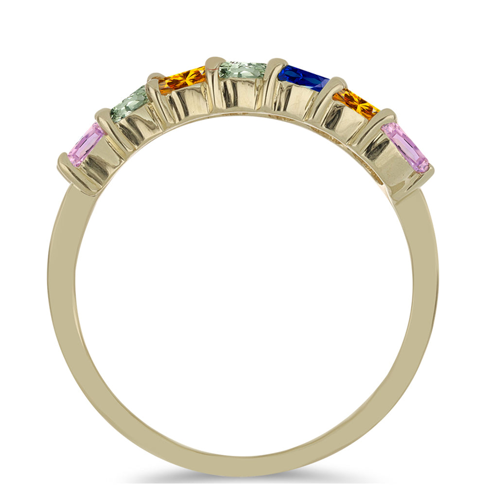 Goldplattierter Silberring mit regenbogenfarbenem Rosebery Saphir und weißem Topas 2 