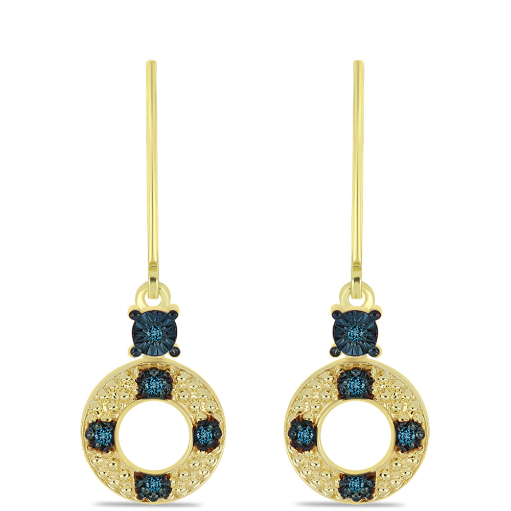 Goldplattierte Silberohrringe mit blauem Diamant 1 