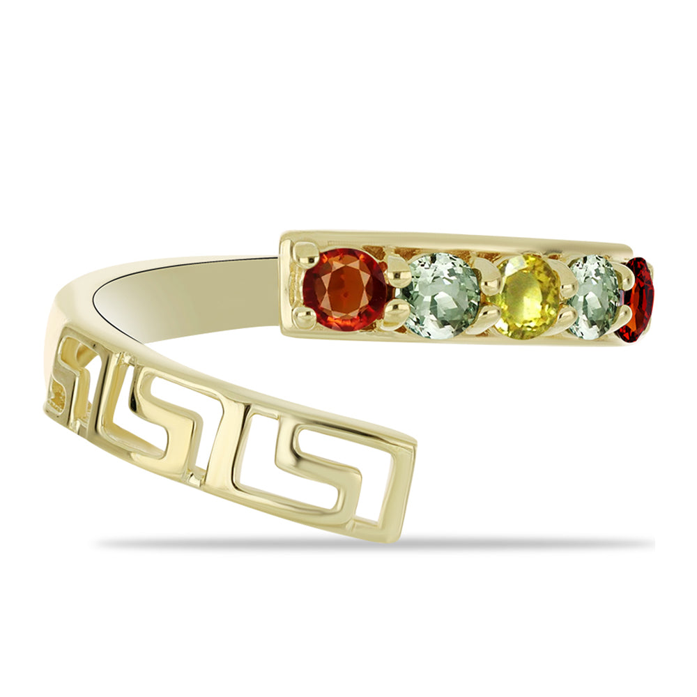 Goldplattierter Silberring mit regenbogenfarbenem Rosebery Saphir