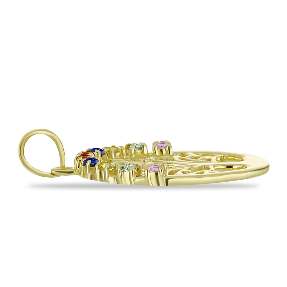 Goldplattierter Silberanhänger mit regenbogenfarbenem Rosebery Saphir 2 