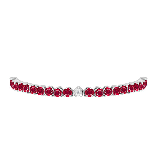 Silberarmband mit Rubin aus Madagaskar und Diamant mit Brillantschliff
