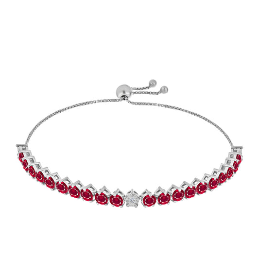 Silberarmband mit Rubin aus Madagaskar und Diamant mit Brillantschliff