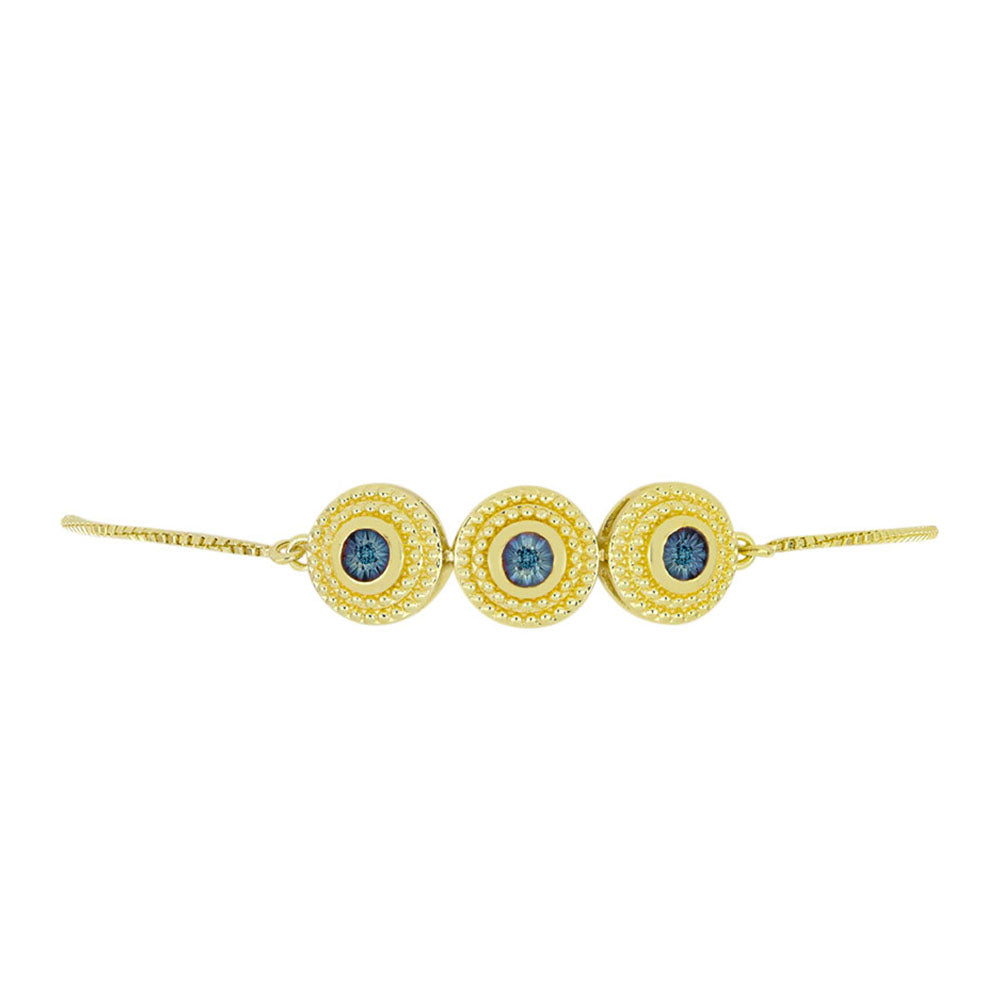 Goldplattiertes Silberarmband mit blauem Diamant 2 