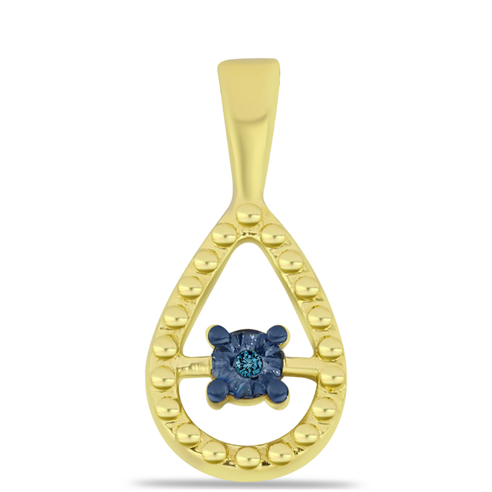 Goldplattierter Silberanhänger mit blauem Diamant