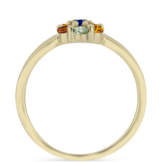 Goldplattierter Silberring mit regenbogenfarbenem Rosebery Saphir
