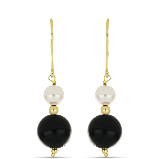 Goldplattierte Silberohrringe mit schwarzem Onyx aus Suwar