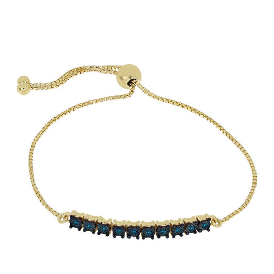 Goldplattiertes Silberarmband mit blauem Diamant