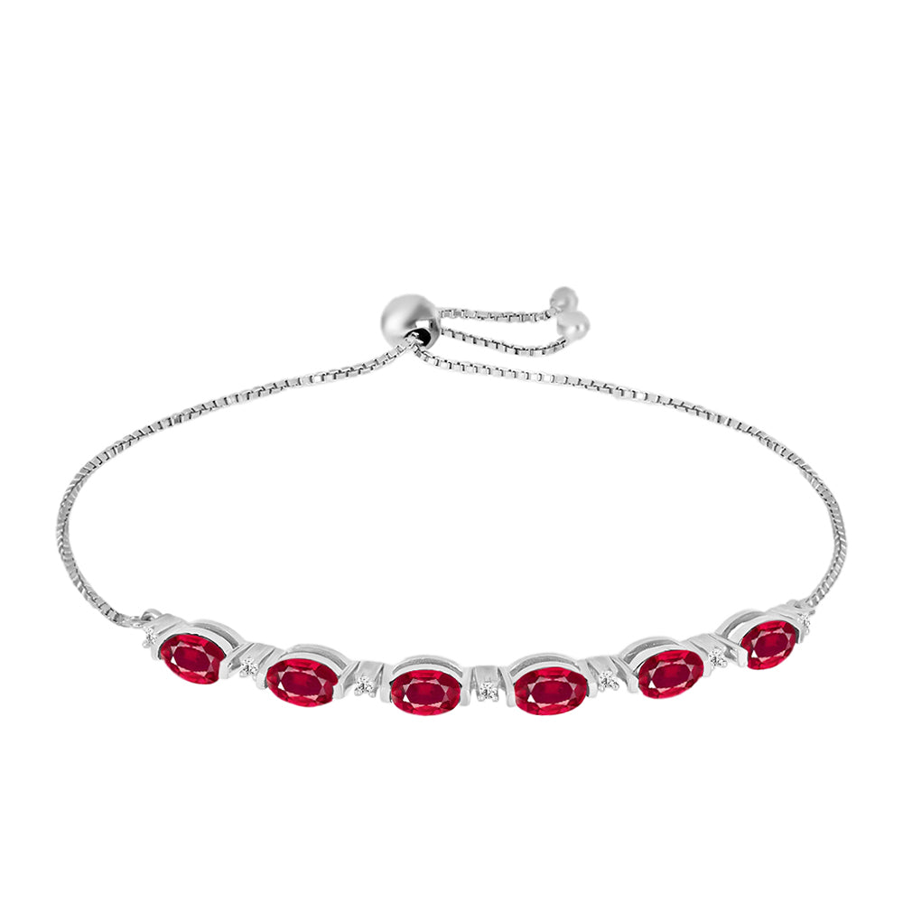 Silberarmband mit Rubin aus Madagaskar und weißem Diamant 1 