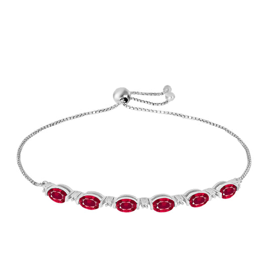 Silberarmband mit Rubin aus Madagaskar und weißem Diamant