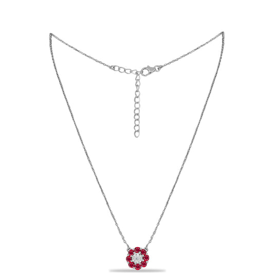 Silberhalskette mit Rubin aus Madagaskar und weißem Diamant