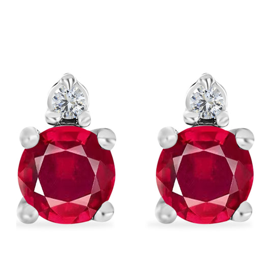 Silberohrringe mit Rubin aus Madagaskar und weißem Diamant