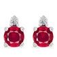 Silberohrringe mit Rubin aus Madagaskar und weißem Diamant