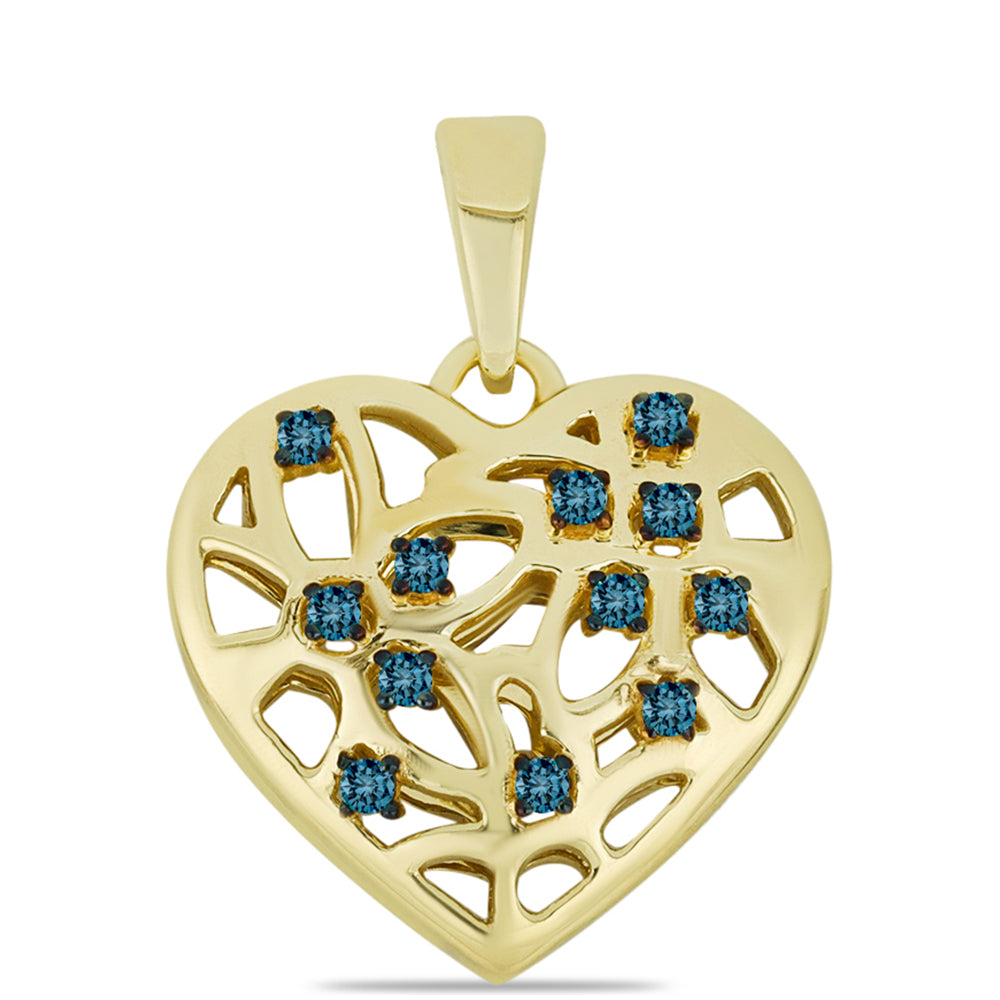 Goldplattierter Silberanhänger mit blauem Diamant 1 
