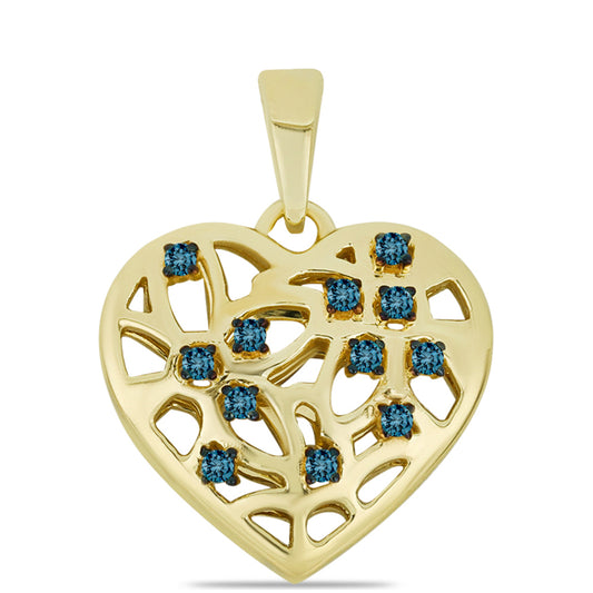 Goldplattierter Silberanhänger mit blauem Diamant
