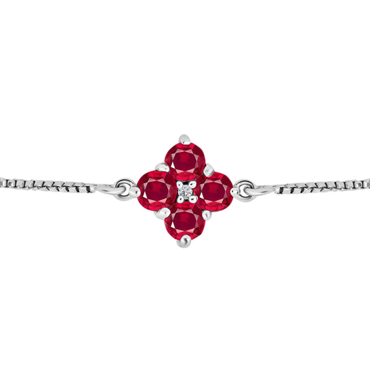 Silberarmband mit Rubin aus Madagaskar und weißem Diamant