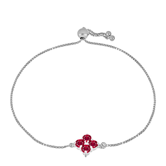 Silberarmband mit Rubin aus Madagaskar und weißem Diamant