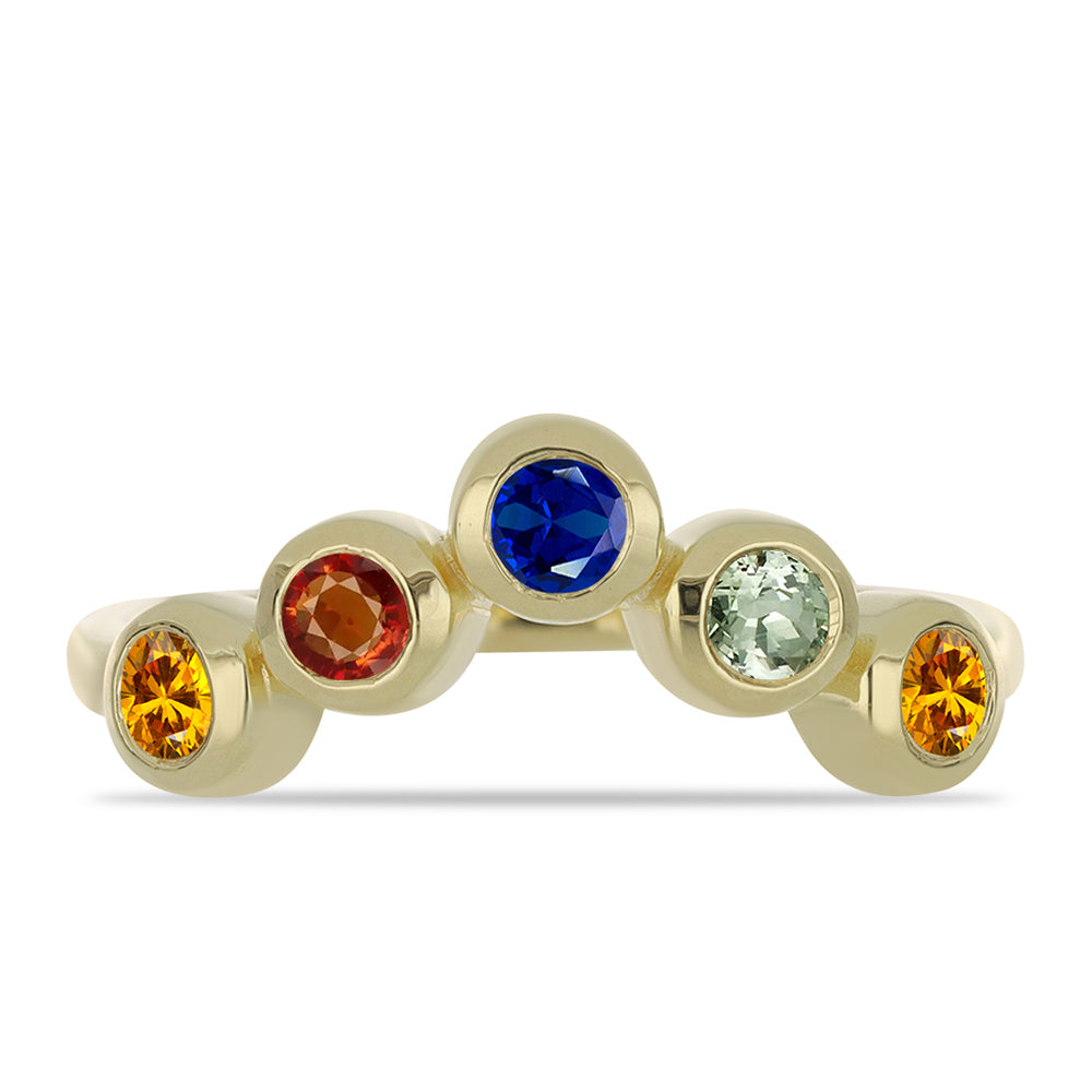 Goldplattierter Silberring mit regenbogenfarbenem Rosebery Saphir 1 