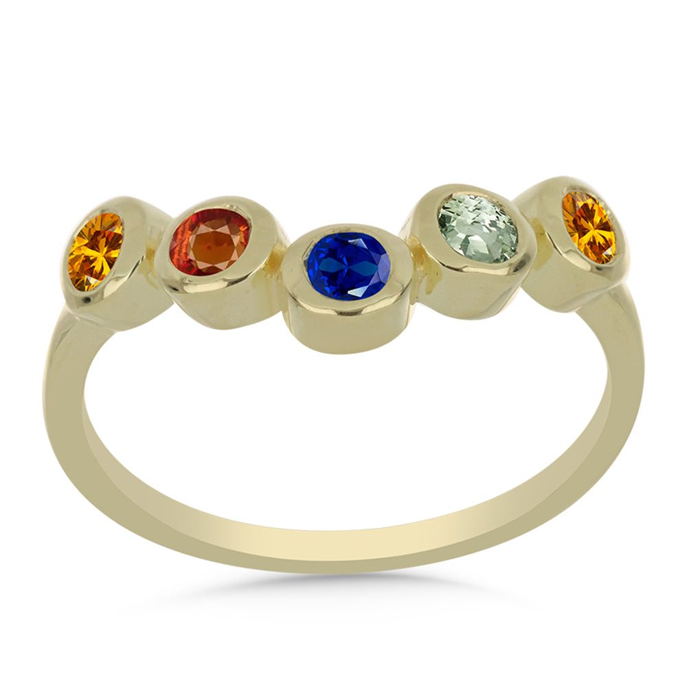 Goldplattierter Silberring mit regenbogenfarbenem Rosebery Saphir 3 