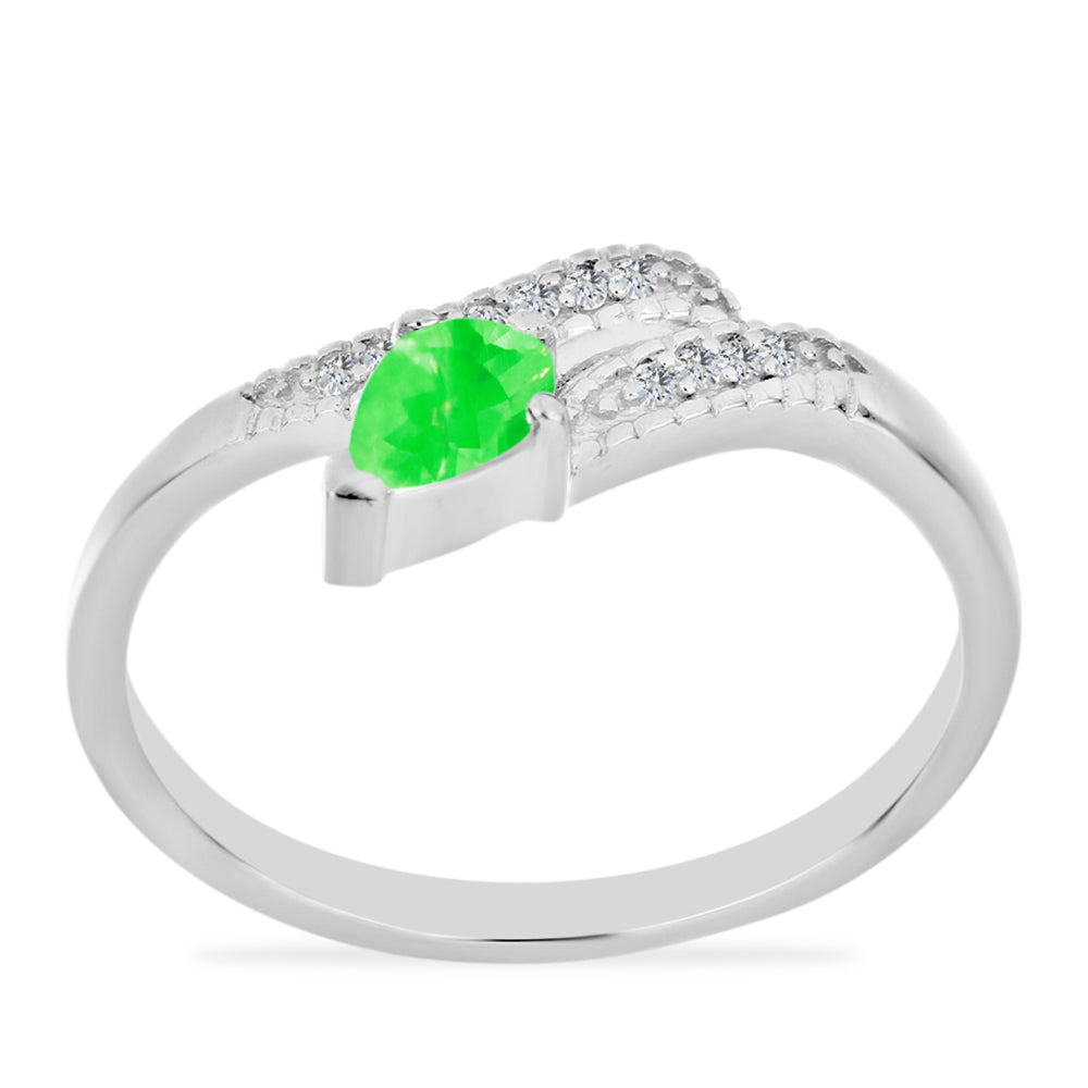 Silberring mit Hyalit-Opal und weißem Topas 3 
